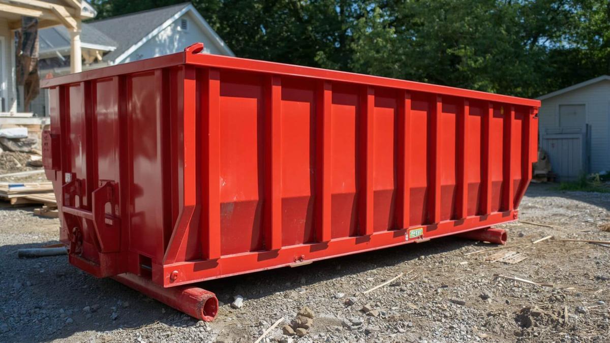 Roll-off dumpster staged in an approved placement area in Pottstown, PA