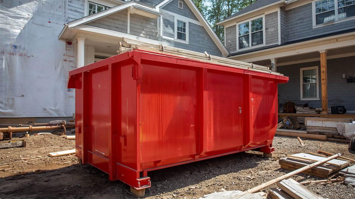 Roll-off dumpster rental in Sanatoga, PA loaded with home renovation debris